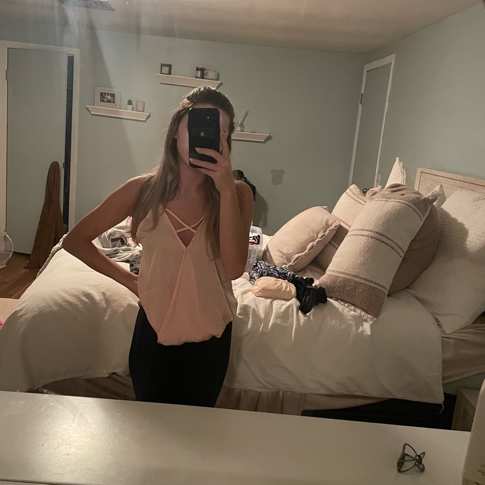 NWOT Pink wrap front tank top